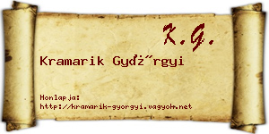 Kramarik Györgyi névjegykártya